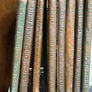 Lot of 33 Mini Little Green Leather Library Corporation Story Books
